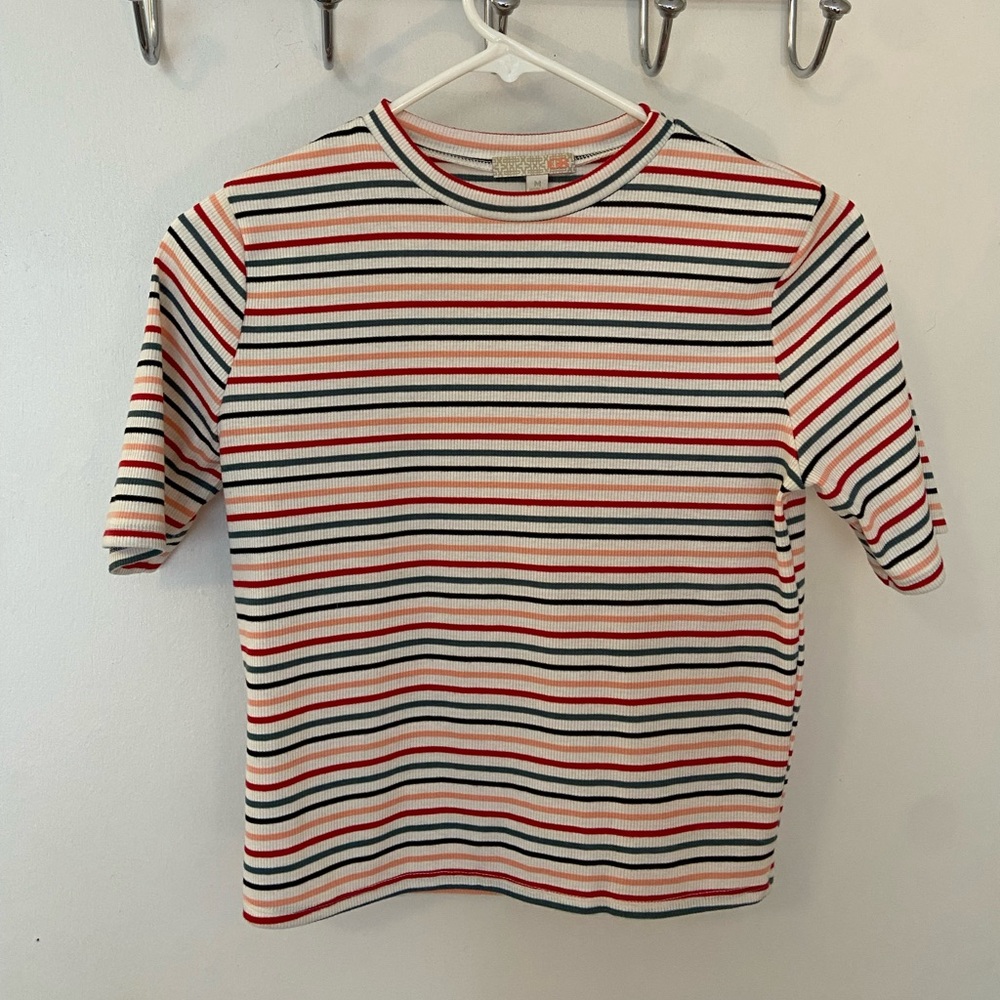 Gianni Bini Striped Cropped Tee